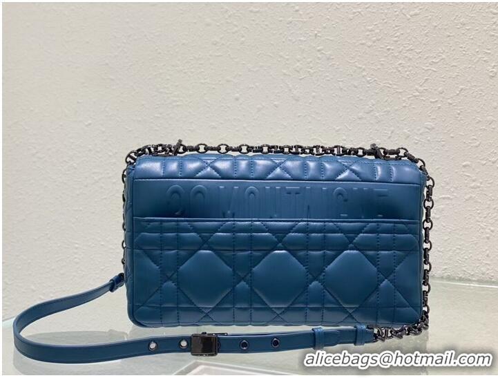 Good Quality LARGE DIOR CARO BAG Gradient Cannage Lambskin M9243E blue