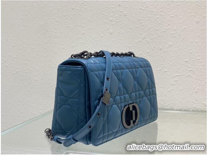 Good Quality LARGE DIOR CARO BAG Gradient Cannage Lambskin M9243E blue