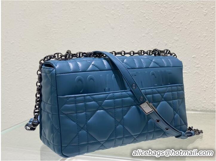 Good Quality LARGE DIOR CARO BAG Gradient Cannage Lambskin M9243E blue