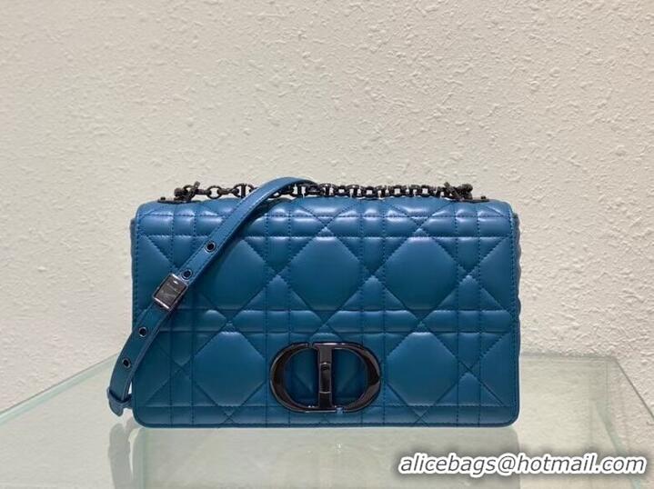 Good Quality LARGE DIOR CARO BAG Gradient Cannage Lambskin M9243E blue