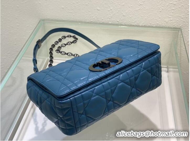 Good Quality LARGE DIOR CARO BAG Gradient Cannage Lambskin M9243E blue