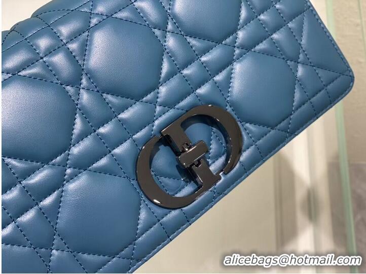 Good Quality LARGE DIOR CARO BAG Gradient Cannage Lambskin M9243E blue