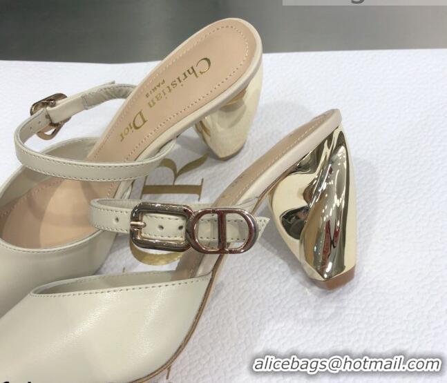 Charming Dior Rhodes Calfskin Slingback Pumps 111586 White