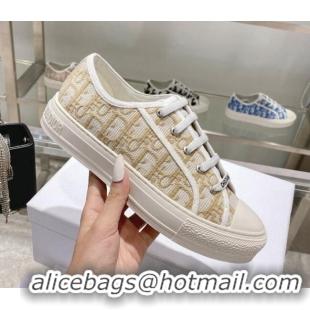 Luxury Dior Walk'n'Dior Sneakers in Khaki Oblique Embroidered Cotton 111589