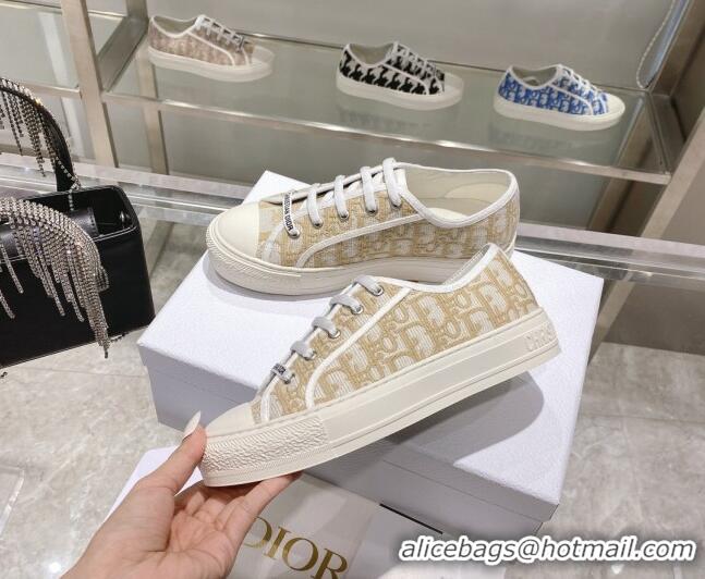 Luxury Dior Walk'n'Dior Sneakers in Khaki Oblique Embroidered Cotton 111589