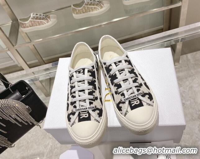 Low Price Dior Walk'n'Dior Sneakers in Black/White Oblique Embroidered Cotton with Macro Houndstooth Motif 111590