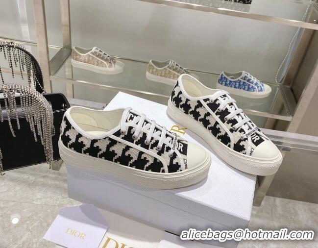 Low Price Dior Walk'n'Dior Sneakers in Black/White Oblique Embroidered Cotton with Macro Houndstooth Motif 111590