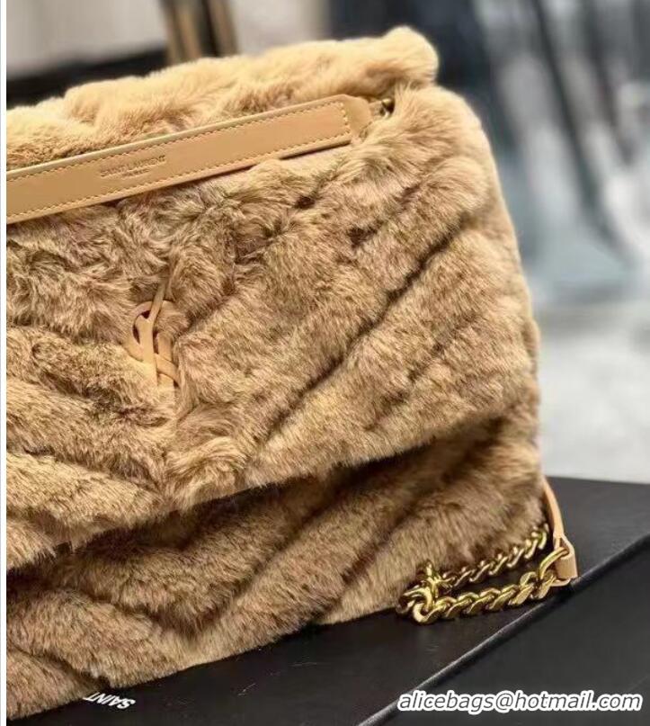 Latest Style Yves Saint Laurent PUFFER BAG IN Rabbit fur Y653155 NATURAL BEIGE