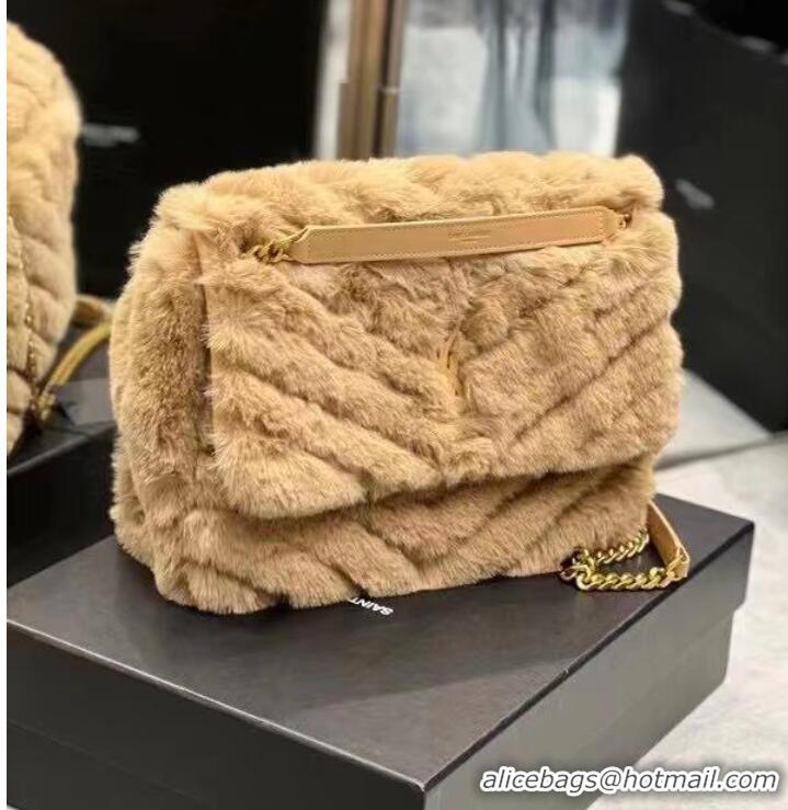 Latest Style Yves Saint Laurent PUFFER BAG IN Rabbit fur Y653155 NATURAL BEIGE