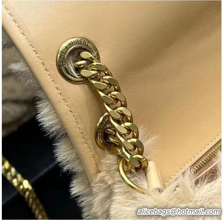 Latest Style Yves Saint Laurent PUFFER BAG IN Rabbit fur Y653155 NATURAL BEIGE