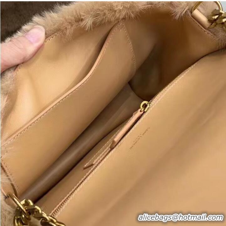 Latest Style Yves Saint Laurent PUFFER BAG IN Rabbit fur Y653155 NATURAL BEIGE