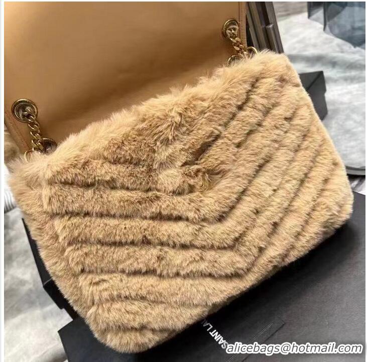 Latest Style Yves Saint Laurent PUFFER BAG IN Rabbit fur Y653155 NATURAL BEIGE