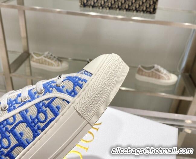 Stylish Dior Walk'n'Dior Sneakers in Blue Oblique Embroidered Cotton 111592