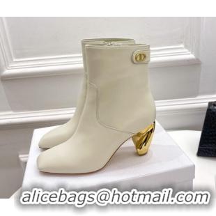 Best Grade Dior Rhodes Heeled Ankle Short Boots 7.5cm in White Supple Calfskin 111601