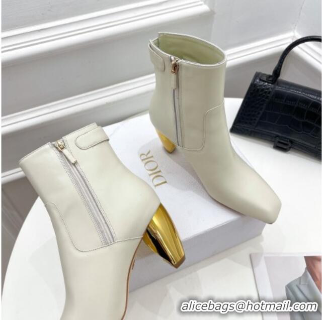 Best Grade Dior Rhodes Heeled Ankle Short Boots 7.5cm in White Supple Calfskin 111601