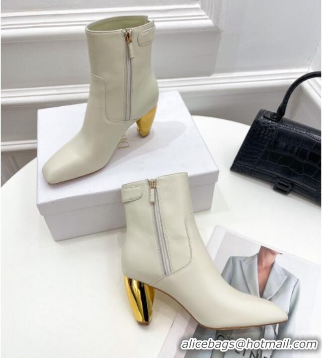 Best Grade Dior Rhodes Heeled Ankle Short Boots 7.5cm in White Supple Calfskin 111601