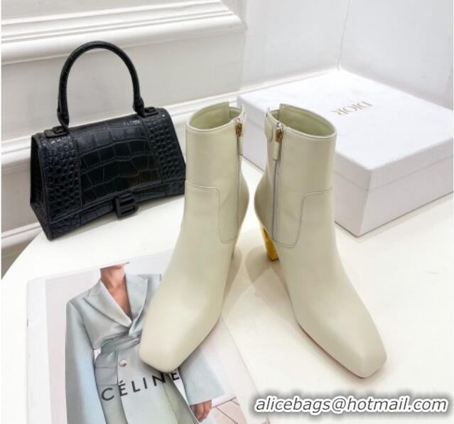 Best Grade Dior Rhodes Heeled Ankle Short Boots 7.5cm in White Supple Calfskin 111601