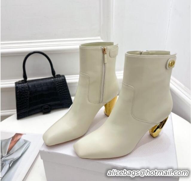 Best Grade Dior Rhodes Heeled Ankle Short Boots 7.5cm in White Supple Calfskin 111601