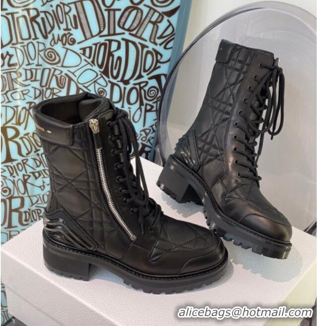 Grade Quality Dior D-Leader Ankle Boots in Black Quilted Cannage Calfskin 112313 Black