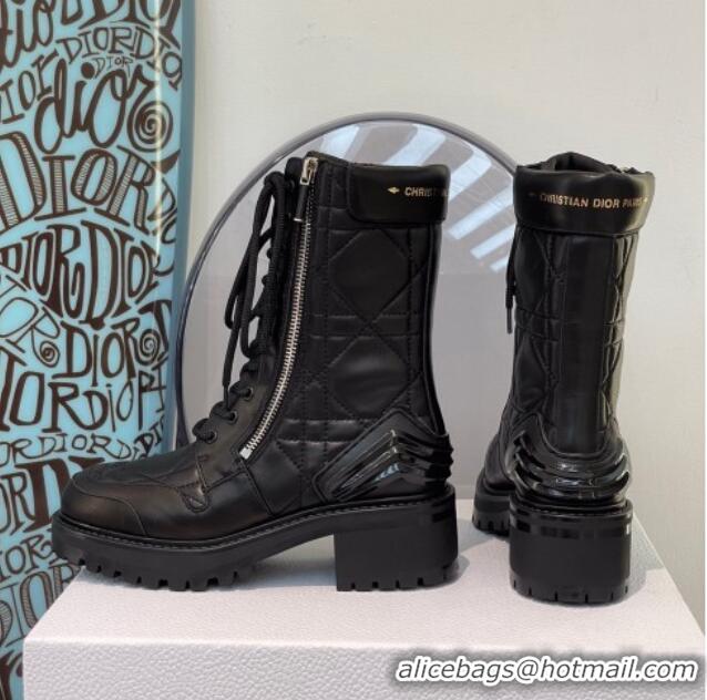 Grade Quality Dior D-Leader Ankle Boots in Black Quilted Cannage Calfskin 112313 Black