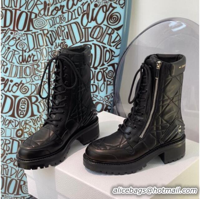 Grade Quality Dior D-Leader Ankle Boots in Black Quilted Cannage Calfskin 112313 Black