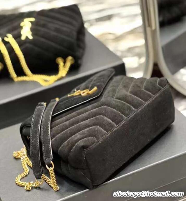 Wholesale Yves Saint Laurent LOULOU MEDIUM BAG IN Y-QUILTED SUEDE Y94699 black