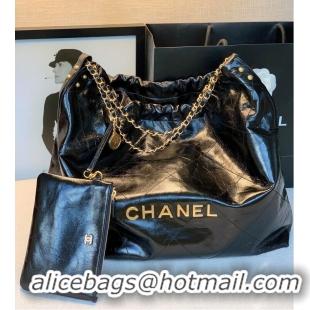 Top Quality Chanel Original Oil Wax Leather Calfskin Cable Shopping Bag A67088 Black