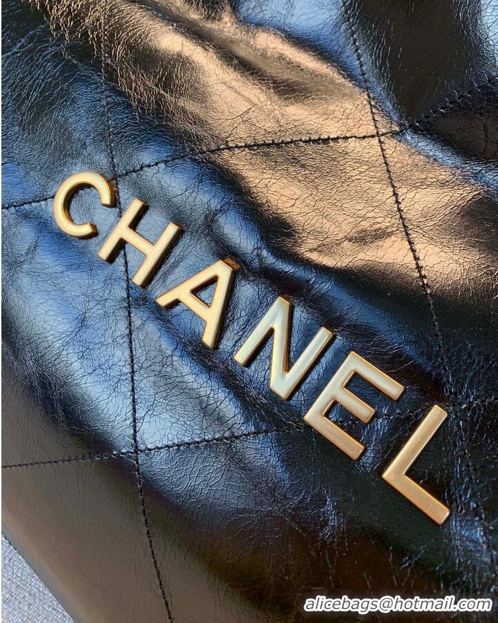 Top Quality Chanel Original Oil Wax Leather Calfskin Cable Shopping Bag A67088 Black