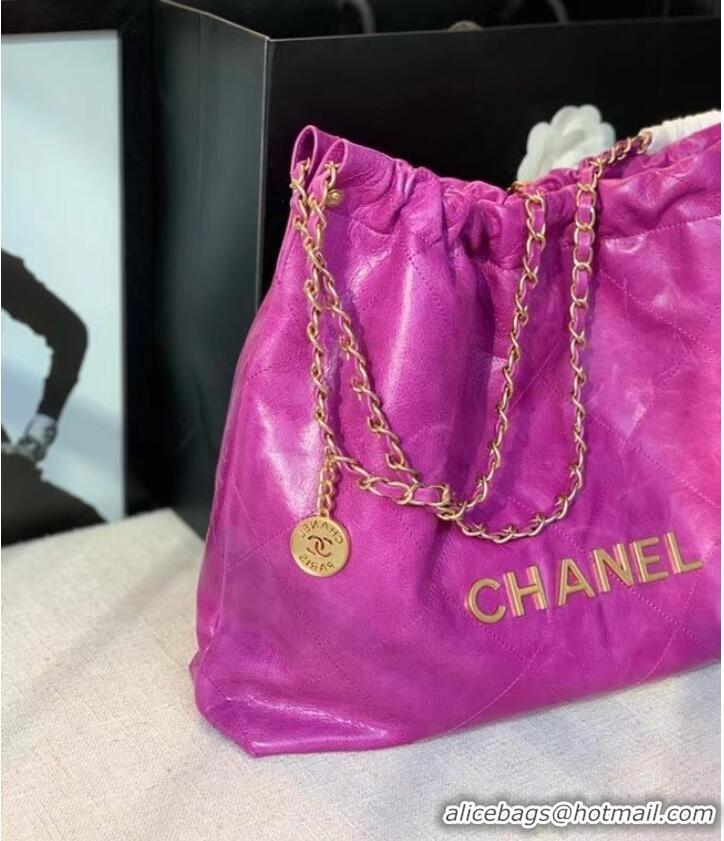 Shop Grade Chanel Original Oil Wax Leather Calfskin Cable Shopping Bag A67088 rose