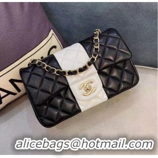 Classic Chanel Classic Flap Shoulder Bag Original Sheepskin leather A01116 Black&White