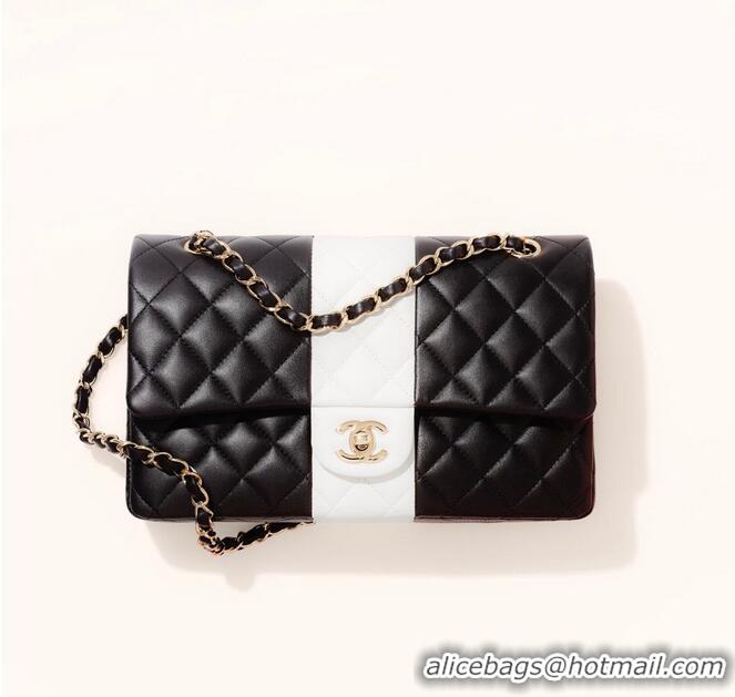 Classic Chanel Classic Flap Shoulder Bag Original Sheepskin leather A01116 Black&White