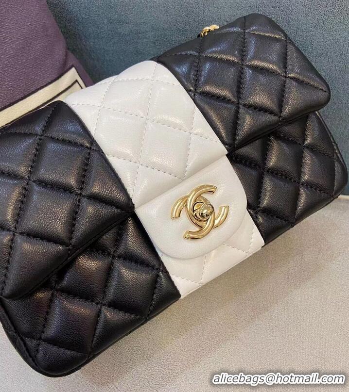 Classic Chanel Classic Flap Shoulder Bag Original Sheepskin leather A01116 Black&White