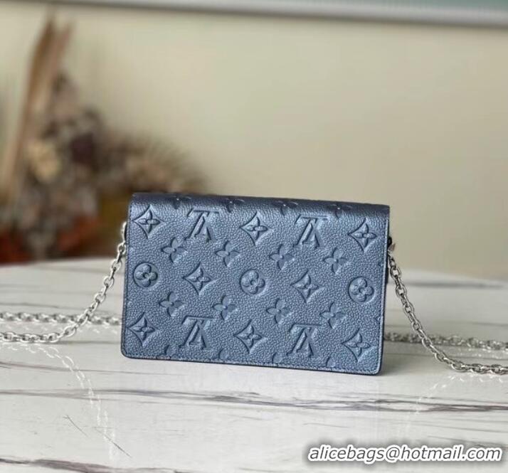 Classic Discount Louis Vuitton VAVIN CHAIN WALLET M59077 Navy Nacre