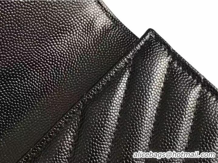 New Fashion Yves Saint Laurent MONOGRAM CLUTCH IN QUILTED GRAIN DE POUDRE EMBOSSED LEATHER 617662 black