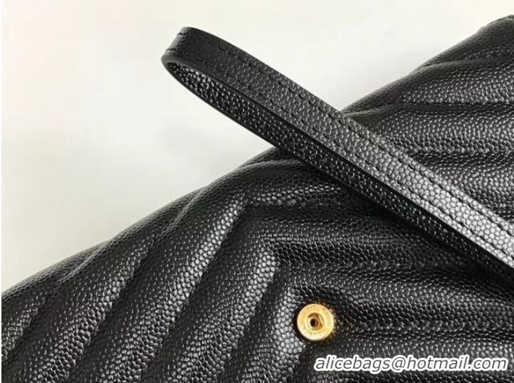 New Fashion Yves Saint Laurent MONOGRAM CLUTCH IN QUILTED GRAIN DE POUDRE EMBOSSED LEATHER 617662 black