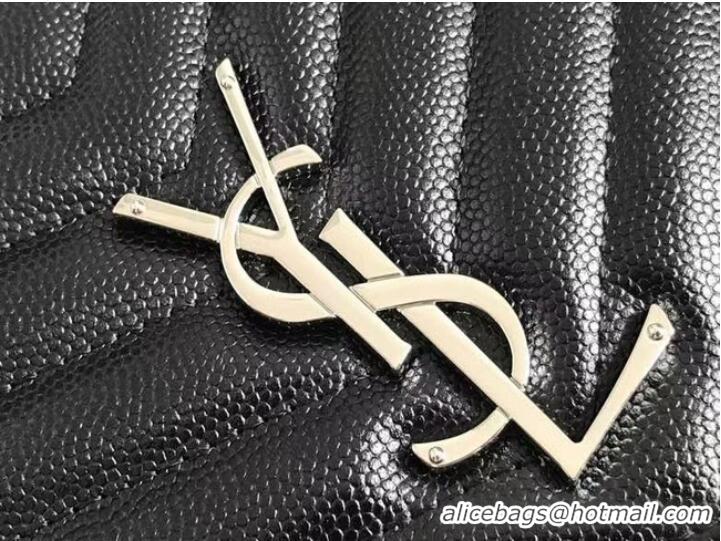 Inexpensive Yves Saint Laurent MONOGRAM CLUTCH IN QUILTED GRAIN DE POUDRE EMBOSSED LEATHER B617662 black