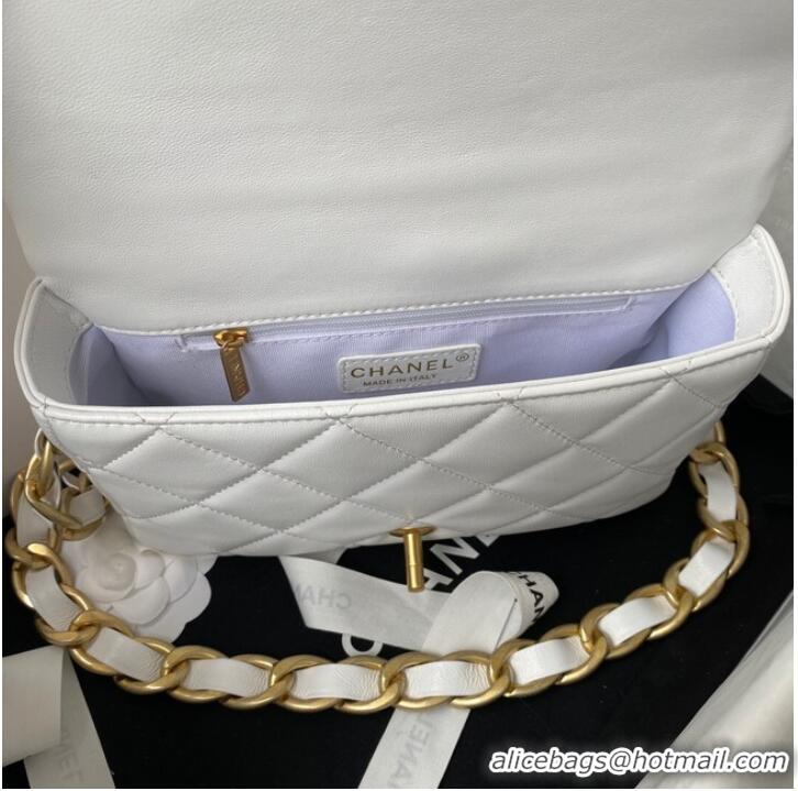 Wholesale CHANEL Lambskin Flap Shoulder Bag 2022SS white