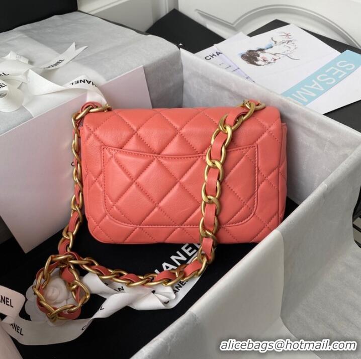 Top Quality CHANEL Lambskin Flap Shoulder Bag 2022SS pink