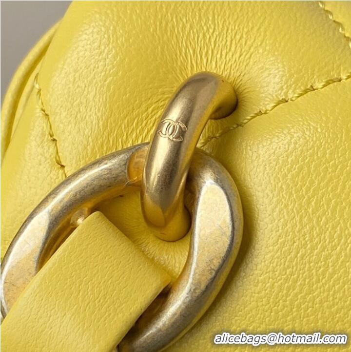 Luxury Discount CHANEL Lambskin Flap Shoulder Bag 2022SS yellow