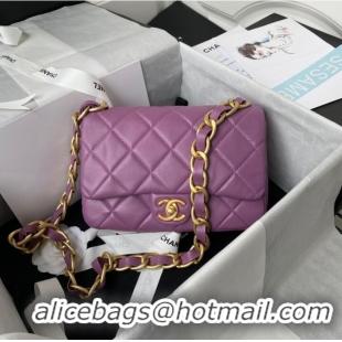 Top Quality Classic CHANEL Lambskin Flap Shoulder Bag 2022SS purple