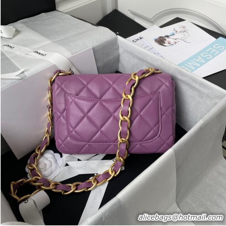 Top Quality Classic CHANEL Lambskin Flap Shoulder Bag 2022SS purple