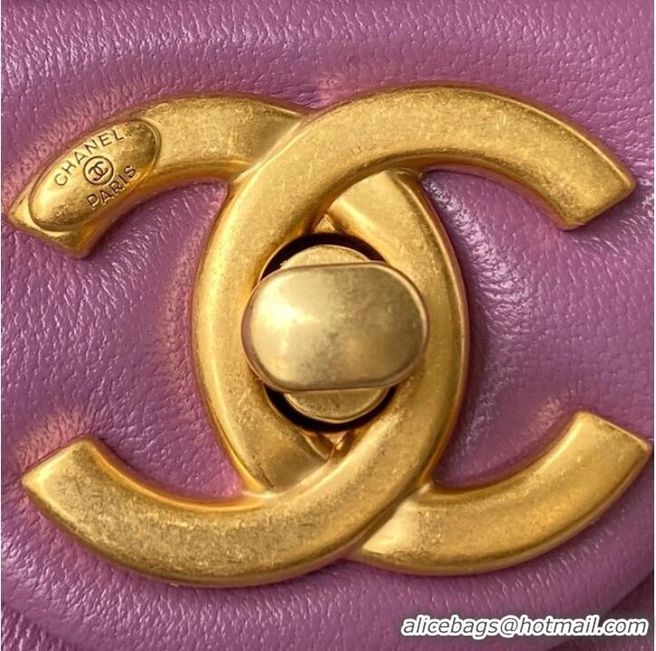 Top Quality Classic CHANEL Lambskin Flap Shoulder Bag 2022SS purple