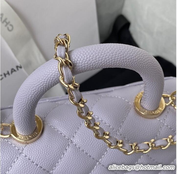 Reasonable Price Chanel flap bag with top handle Grained Calfskin gold-Tone Metal AS2215 light purple