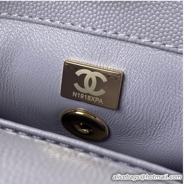 Reasonable Price Chanel flap bag with top handle Grained Calfskin gold-Tone Metal AS2215 light purple