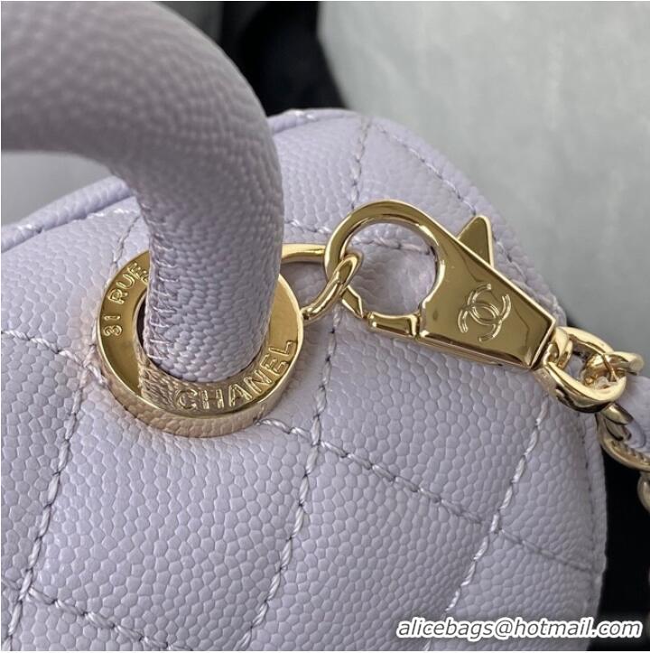 Reasonable Price Chanel flap bag with top handle Grained Calfskin gold-Tone Metal AS2215 light purple