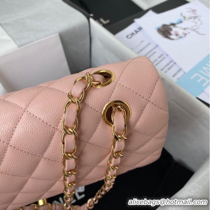 Top Grade Chanel Flap Shoulder Bag Grained Calfskin A01112 gold-Tone Metal pink