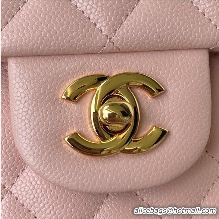 Top Grade Chanel Flap Shoulder Bag Grained Calfskin A01112 gold-Tone Metal pink