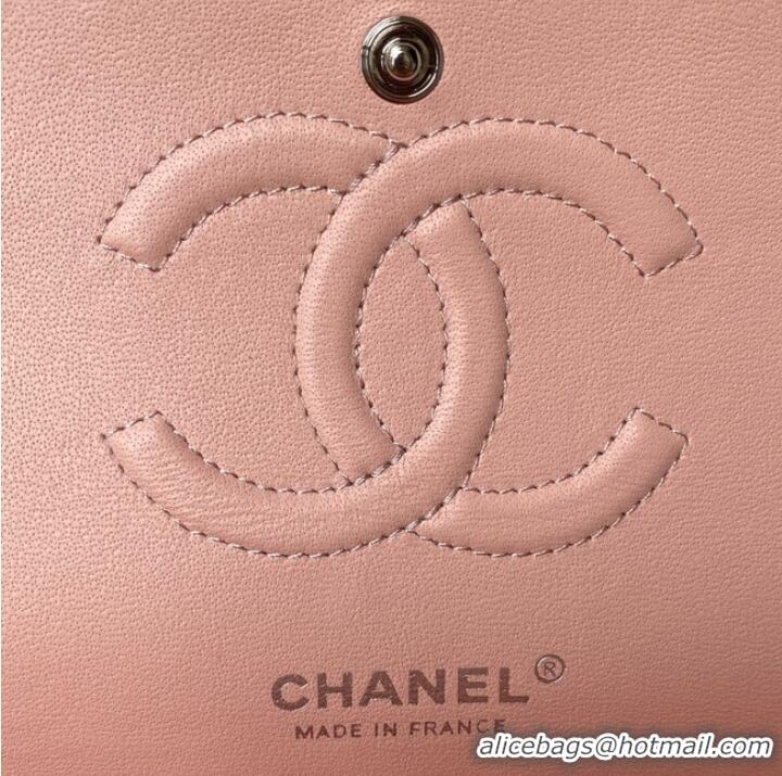 Free Shipping Chanel Flap Shoulder Bag Grained Calfskin A01112 silver-Tone Metal pink