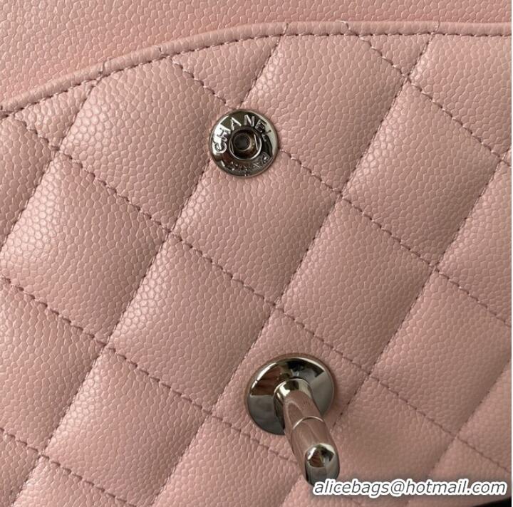 Free Shipping Chanel Flap Shoulder Bag Grained Calfskin A01112 silver-Tone Metal pink