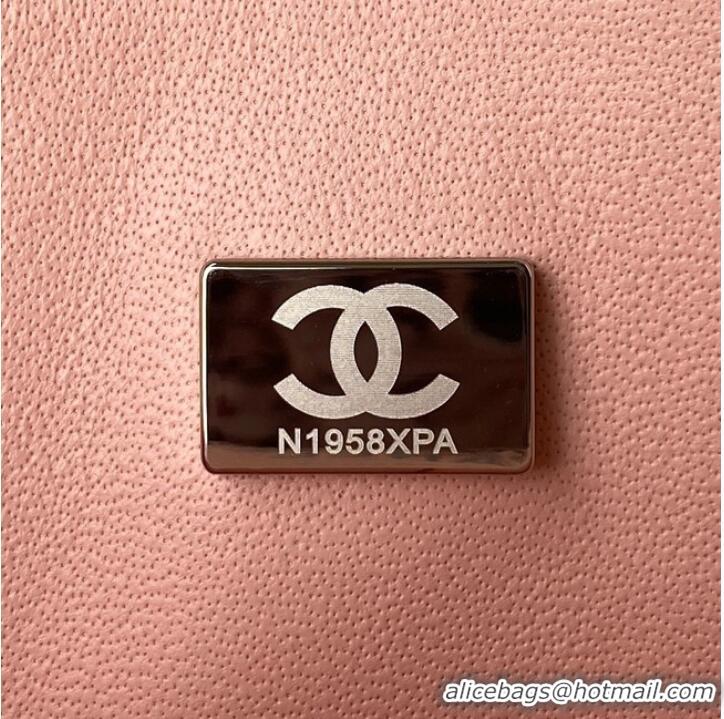 Free Shipping Chanel Flap Shoulder Bag Grained Calfskin A01112 silver-Tone Metal pink